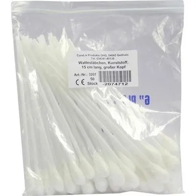 WATTESTÄBCHEN Kunststoff großer Kopf 15 cm 50 St