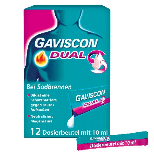 GAVISCON Dual 500mg/213mg/325mg Susp.z.Einn.Btl. 12X10 ml