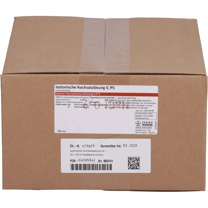 ISOTONISCHE Kochsalzlösung 0,9% Glas Infusionslsg. 20X100 ml