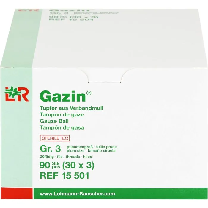 GAZIN Tupfer pflaumengroß steril Gr.3 20fädig 30X3 St