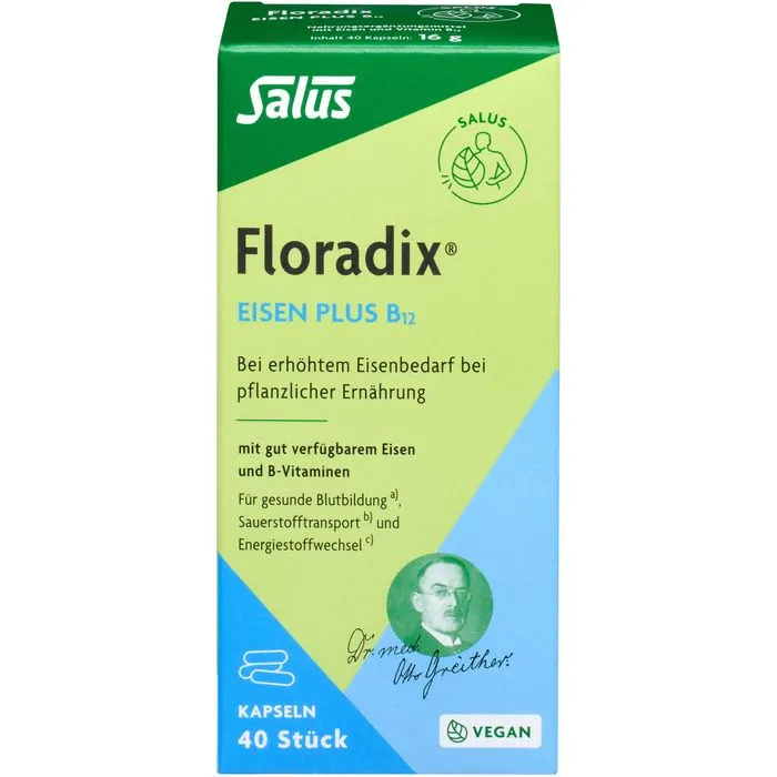 FLORADIX Eisen plus B12 vegan Kapseln 40 Stück