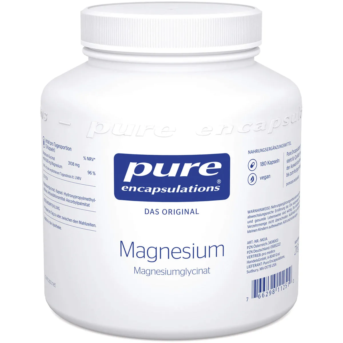 pure encapsulations Magnesium Magnesiumglycinat Kapseln, 180 St. Kapseln