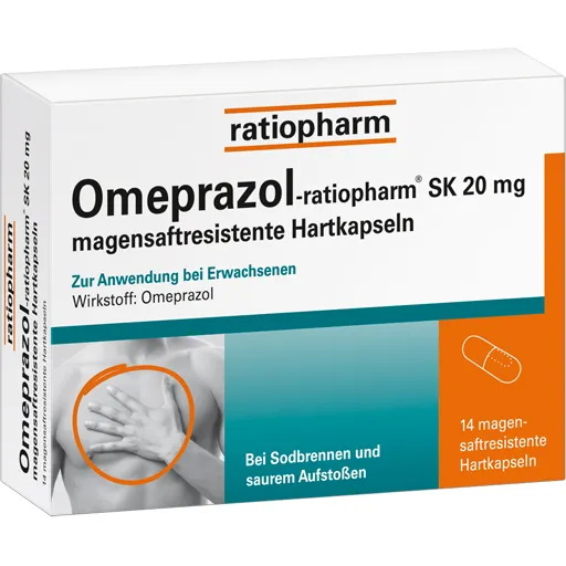 OMEPRAZOL-ratiopharm SK 20 mg magensaftr.Hartkaps. 14 St
