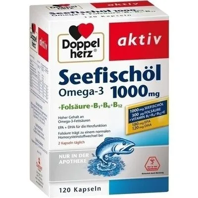 DOPPELHERZ Seefischöl Omega-3 1.000 mg+Fols.Kaps. 120 St