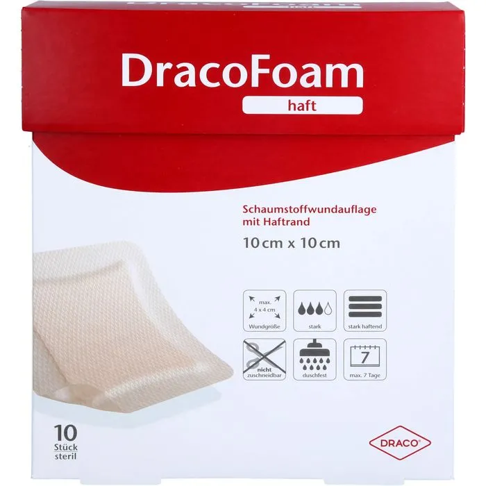 DRACOFOAM Haft Schaumstoff Wundaufl.10x10 cm 10 St
