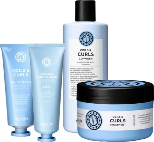 maria nila Coils & Curls Bundle Conditioner Wash 350 ml & Masque 250 ml & Curl Gel 125 ml & Oil-in-Cream 100 ml