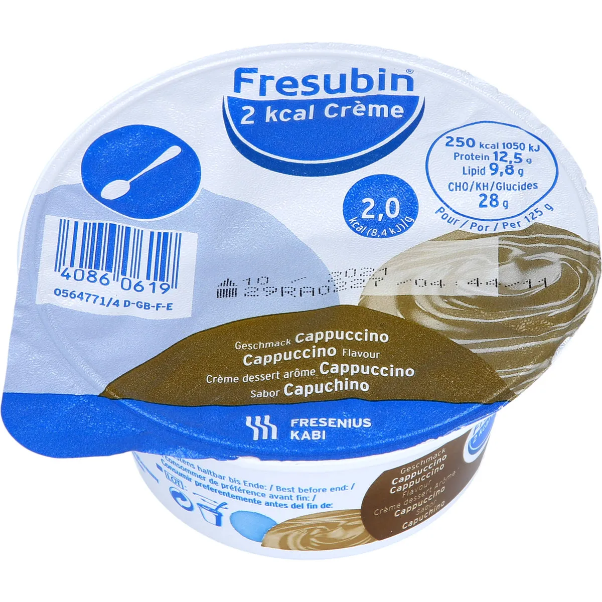 Fresubin 2kcal Creme Cappuccino eiweißreicher Pudding bei Schluckstörungen & Dysphagie, 125 g Lösung