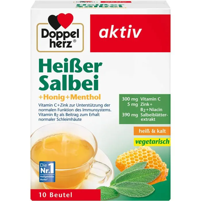 DOPPELHERZ heißer Salbei+Honig+Menthol Granulat 10 Stück