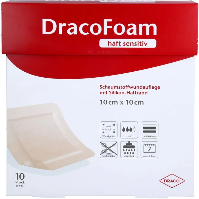 DRACOFOAM Haft sensitiv Schaumst.Wund.10x10 cm 10 St