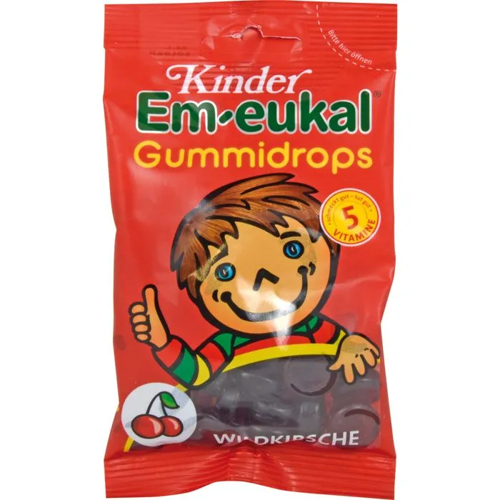 EM-EUKAL Kinder Gummidrops Wildkirsche zuckerhalt. 75 g