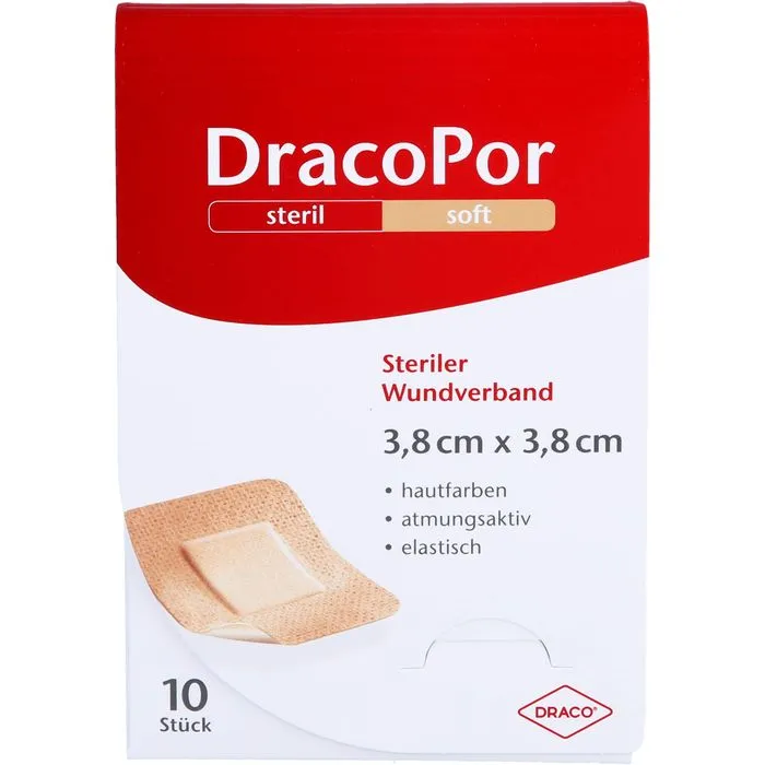 DRACOPOR Wundverband 3,8x3,8 cm steril hautfarben 10 St