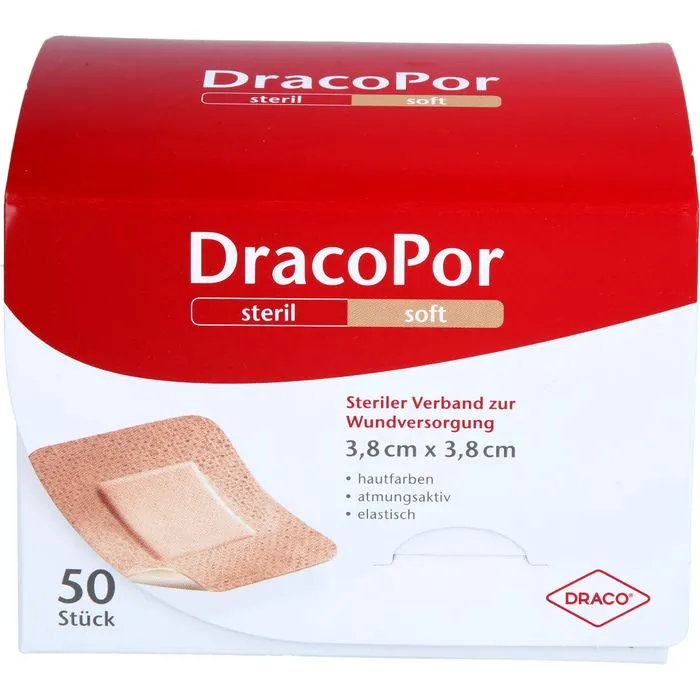 DRACOPOR Wundverband 3,8x3,8 cm steril hautfarben 50 St