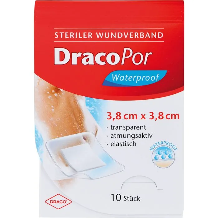 DRACOPOR waterproof Wundverband 3,8x3,8 cm steril 10 St