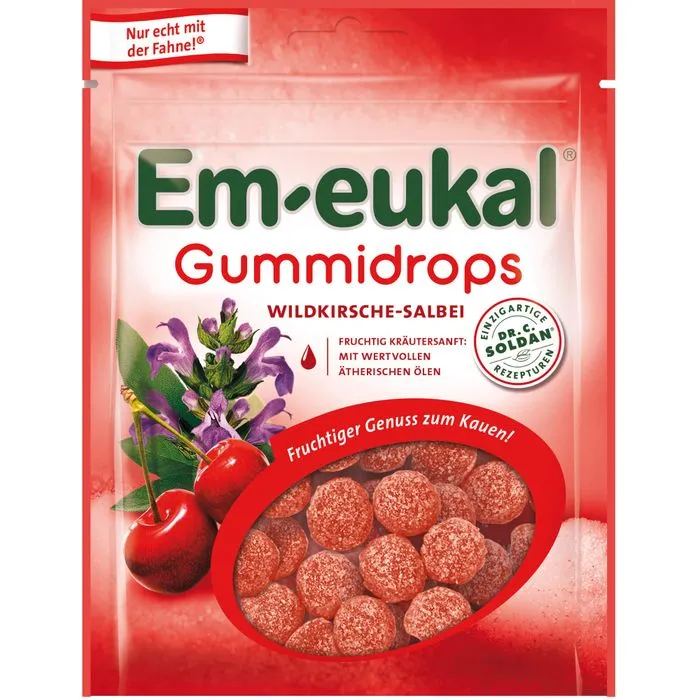EM-EUKAL Gummidrops Wildkirsche-Salbei zuckerhalt. 90 g