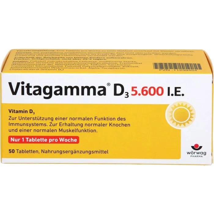 VITAGAMMA D3 5.600 I.E. Vitamin D3 NEM Tabletten 50 Stück
