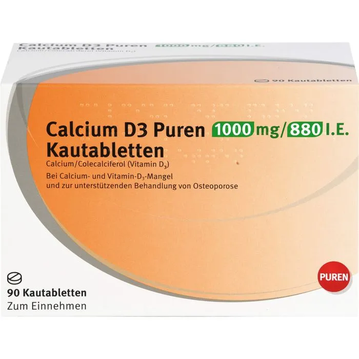 CALCIUM D3 Puren 1000 mg/880 I.E. Kautabletten 90 St