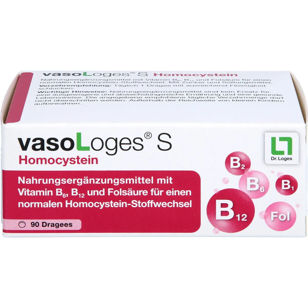 VasoLoges S Homocystein Dragees für einen normalen Homocystein-Stoffwechsel, 90 St. Tabletten