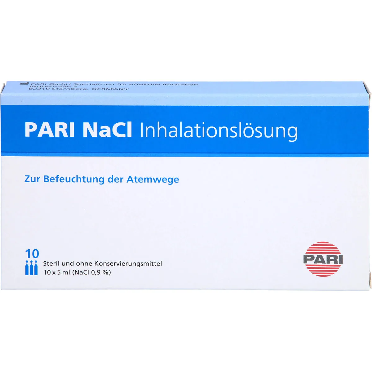 PARI NaCl Inhalationslösung zur Befeuchtung der Atemwege, 10 St. Ampullen