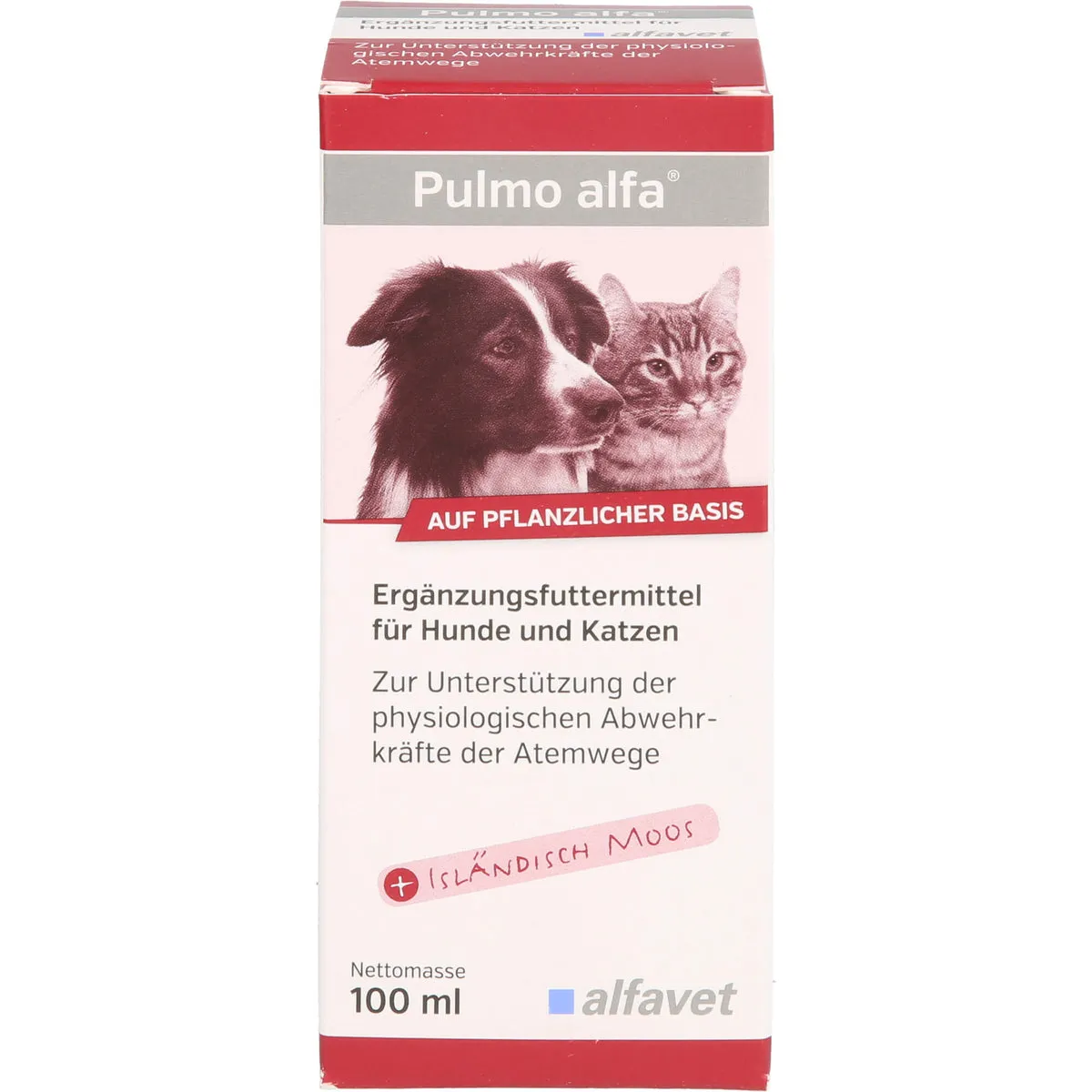 Pulmo alfa Lösung zur Unterstützung der physiologischen Abwehrkräfte der Atemwege für Hunde und Katzen, 100 ml Lösung