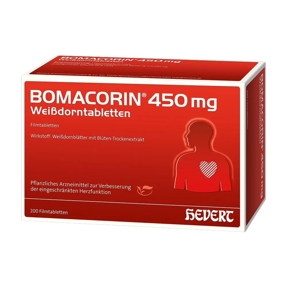Bomacorin 450 mg Weißdorntabletten bei leichter Herzschwäche und zur Unterstützung der Herzfunktion, 200 St. Tabletten