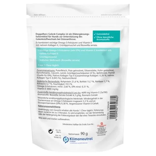 DOPPELHERZ für Tiere Gelenk Complex Chews f.Hunde 30 St