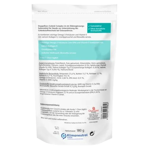 DOPPELHERZ für Tiere Gelenk Complex Chews f.Hunde 60 St