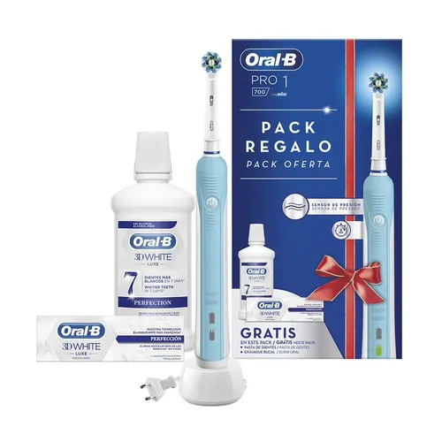 Oral-B Power Packen Sie wiederaufladbare elektrische Zahnbürste, Zahnpasta und 3D White Mundwasser frei