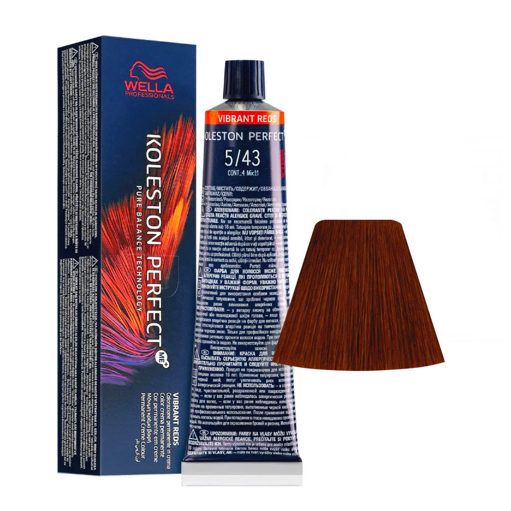 Wella Koleston Perfect Me+ Vibrant Reds 5/43 Hellbraunes goldenes Kupfer 60ml - permanente Färbung