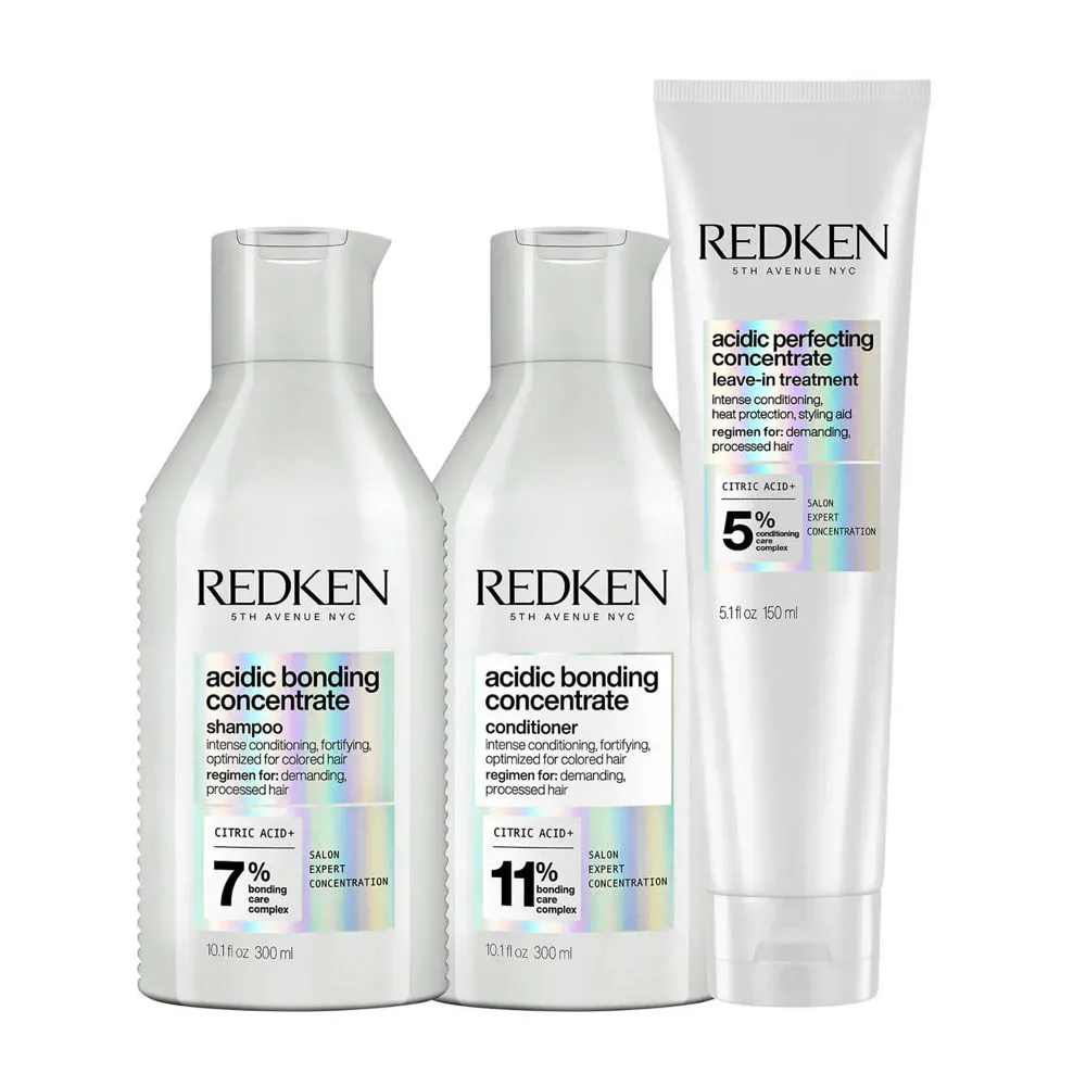 Redken Acidic Bonding Concentrate Shampoo 300ml Conditioner 300ml Leave-in Treatment 150ml