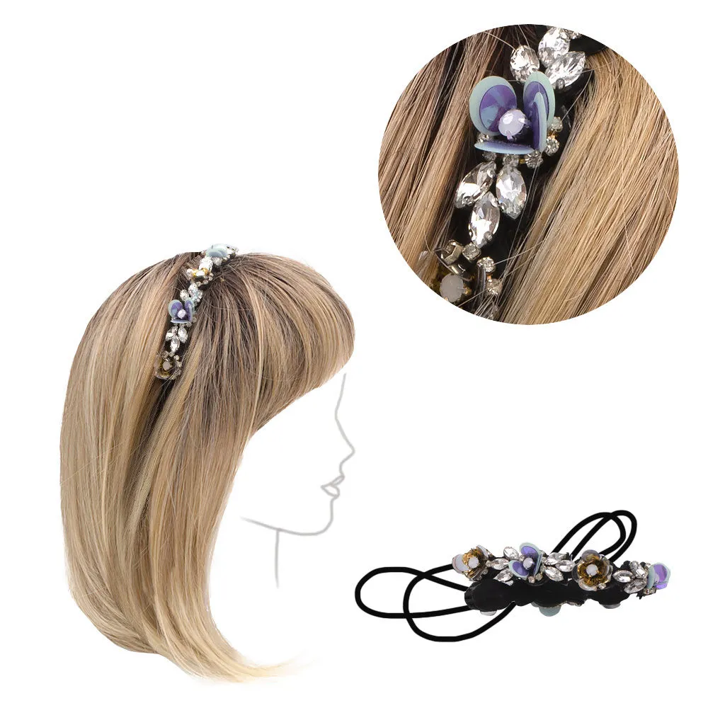 VIAHERMADA Elastisches Stirnband mit Strasssteinen und Kristallen