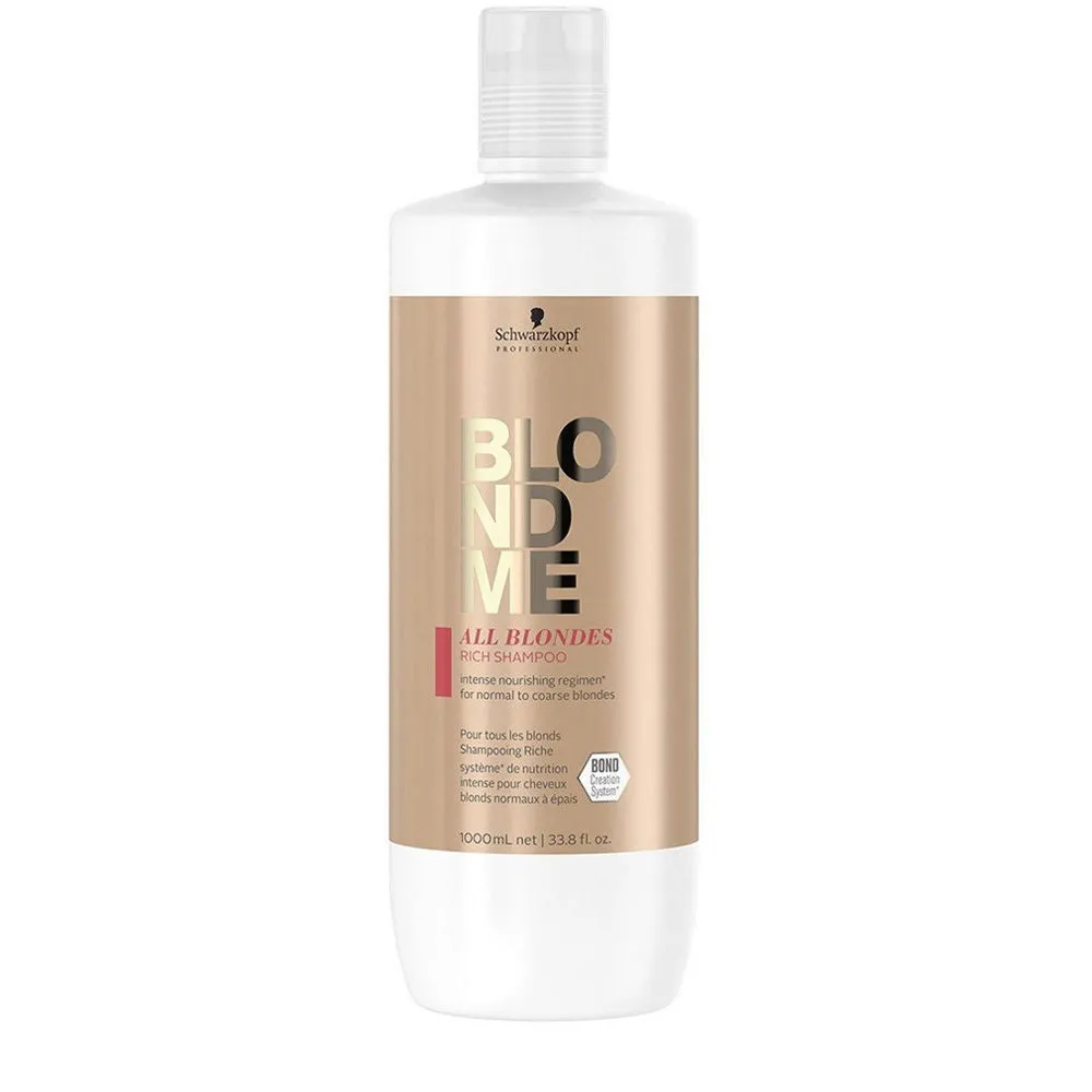 Schwarzkopf BlondeMe All Blondes Rich Shampoo 1000ml - Shampoo für kraeftiges blondes Haar