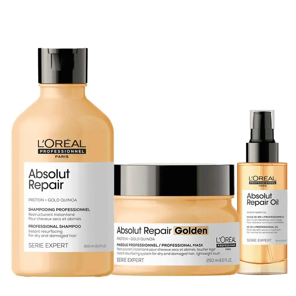 L'Oréal Professionnel Paris Serie Expert Absolut Repair Shampoo 300ml Golden Mask 250ml Olio 10in1 90ml