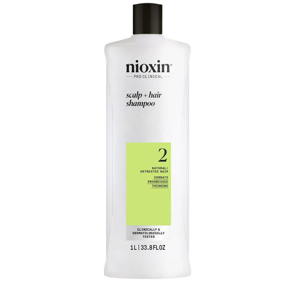 Nioxin Sistema 2 Scalp + Hair Shampoo 1000ml - Shampoo für natürliches Haar bei fortgeschrittener Ausdünnung
