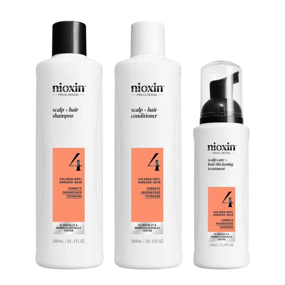 Nioxin Sistema 4 Kit Trifasico Shampoo 300ml Conditioner 300ml Treatment 100ml - Erweitertes Ausdünnungsset
