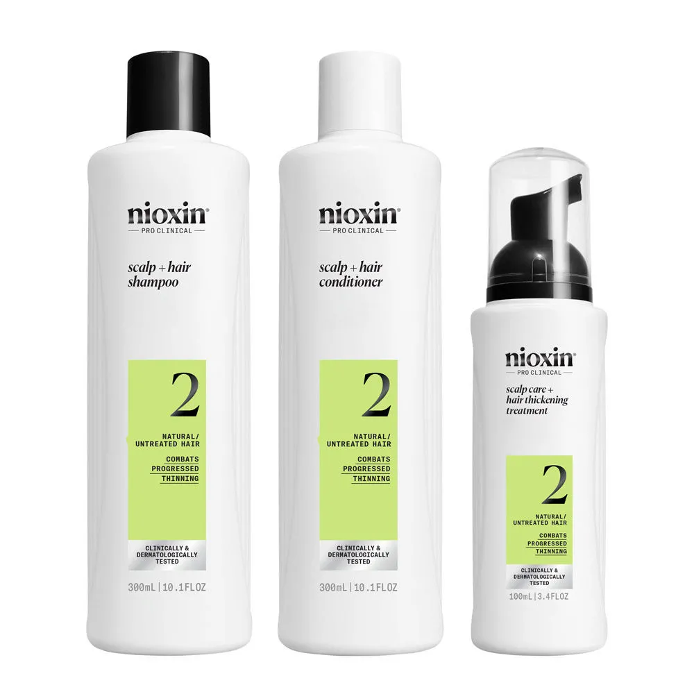 Nioxin Sistema 2 Kit Trifasico Shampoo 300ml Conditioner 300ml Treatment 100ml - Erweitertes Ausdünnungsset