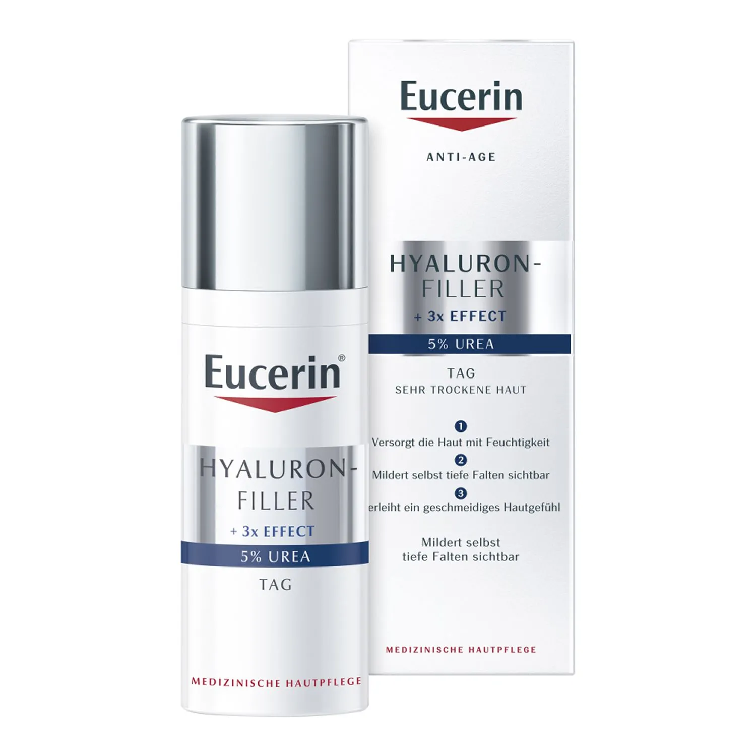 Eucerin® Hyaluron-Filler 5% Urea Tagespflege – mildert sichtbar Falten und spendet intensive Feuchtigkeit - Jetzt 20% Rabatt mit dem Code "eucerin20"*