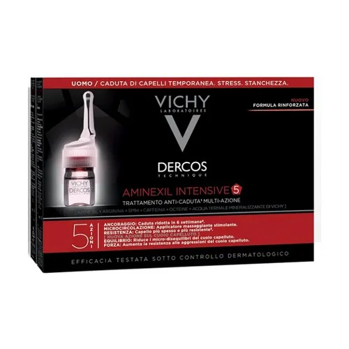 Vichy Dercos-Aminexil Intensive 5 - Temporäre Ampullen gegen Haarausfall für stärkeres Haar