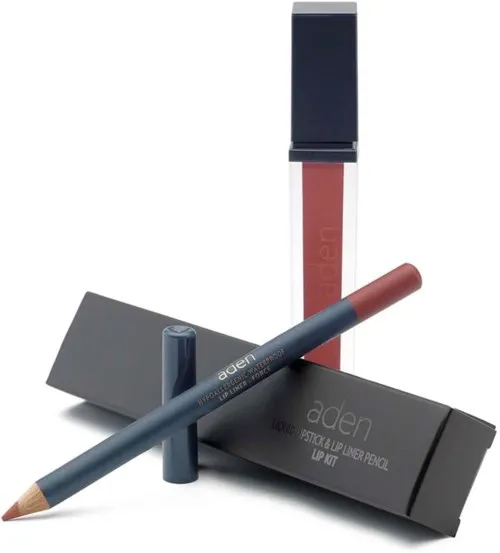 Aden Liquid Lipstick + Lipliner Pencil Set Force 06