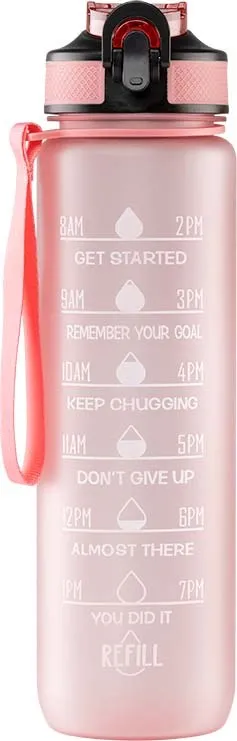 Beauty Rebels Motivational Water Bottle 1 L Pink