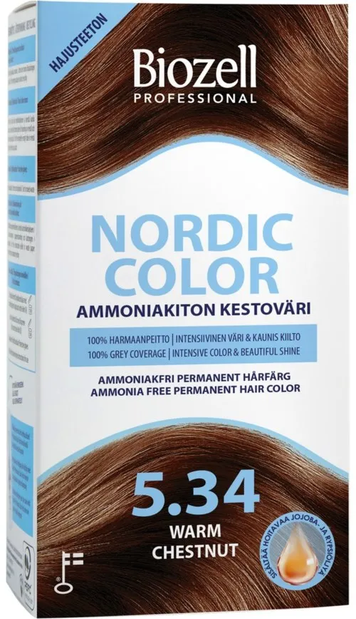 Biozell Nordic Color Permanent Hair Color Warm Chestnut 5.34