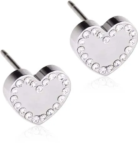 Blomdahl Silver Titanium Brilliance Sweetheart 8 mm, Crystal