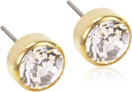 Blomdahl Golden Titanium Crystal Bezel 6 mm