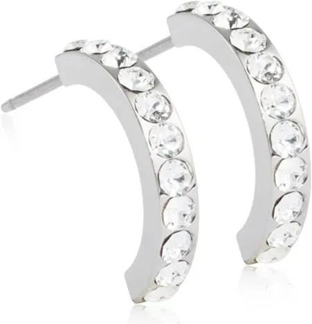 Blomdahl Natural Titanium Pendant Brilliance Curved Crystal 8 mm