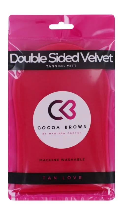 Cocoa Brown Deluxe Double Sided Pink Velvet Tanning Mitt