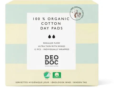DeoDoc 104 % Organic Cotton Day pads 12 St.