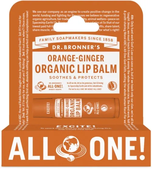 Dr. Bronner's Orange-Ginger Organic Lip Balm 4 g