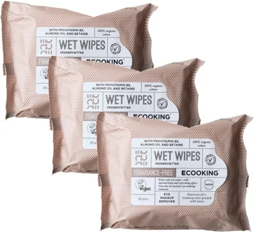 ECOOKING Wet Wipes Fragrance Free 25 pcs x 3