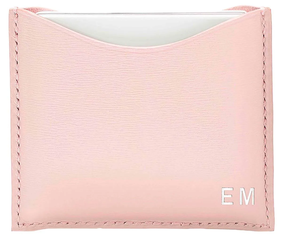 Refillable Fine Leather Compact Case Pink