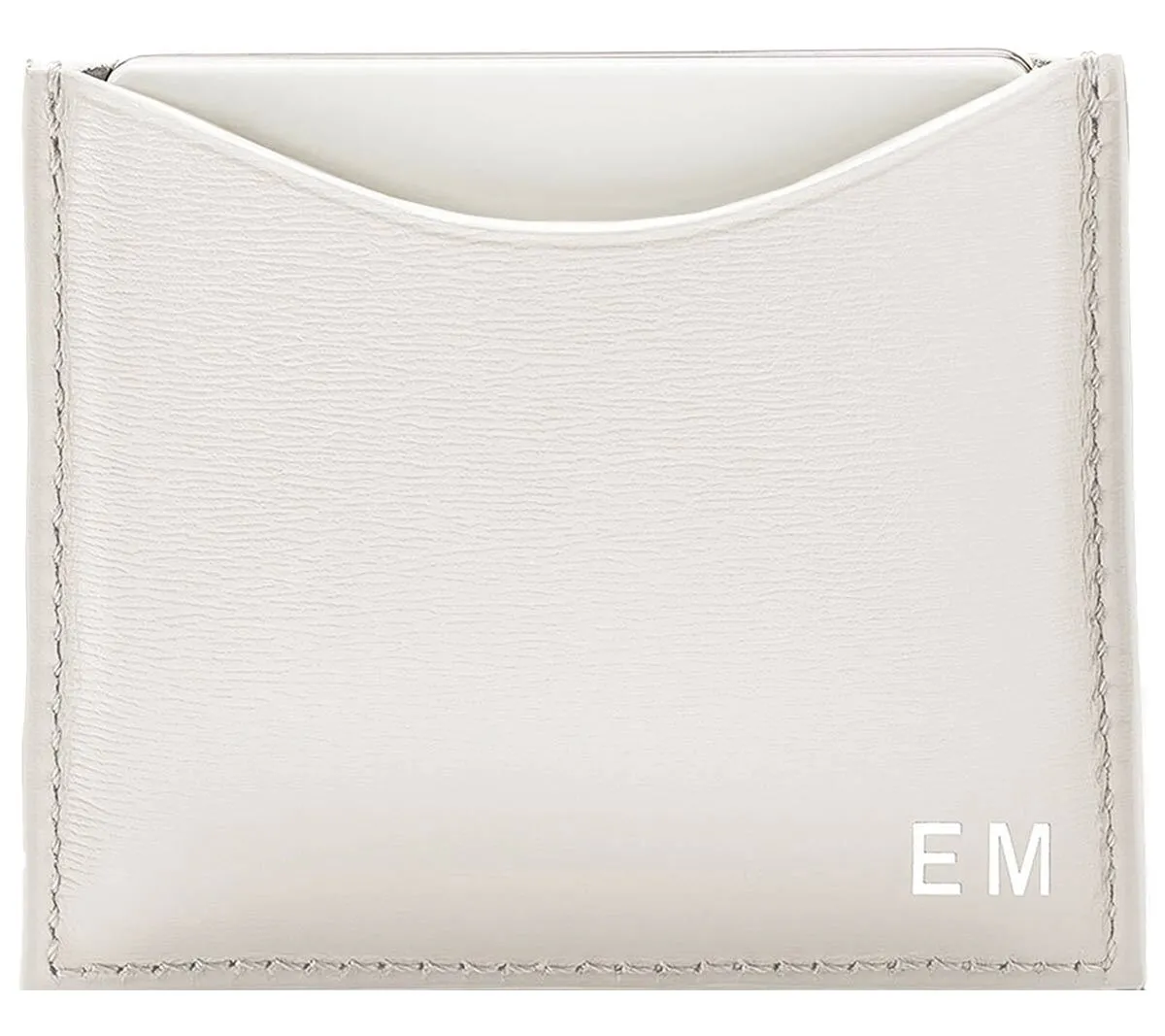 Refillable Fine Leather Compact Case White