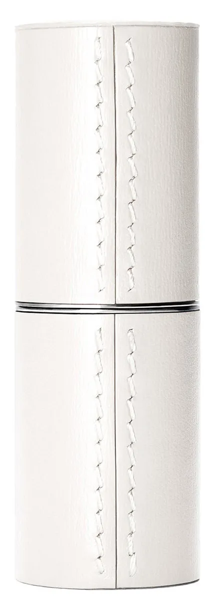 Refillable Fine Leather Lipstick Case White